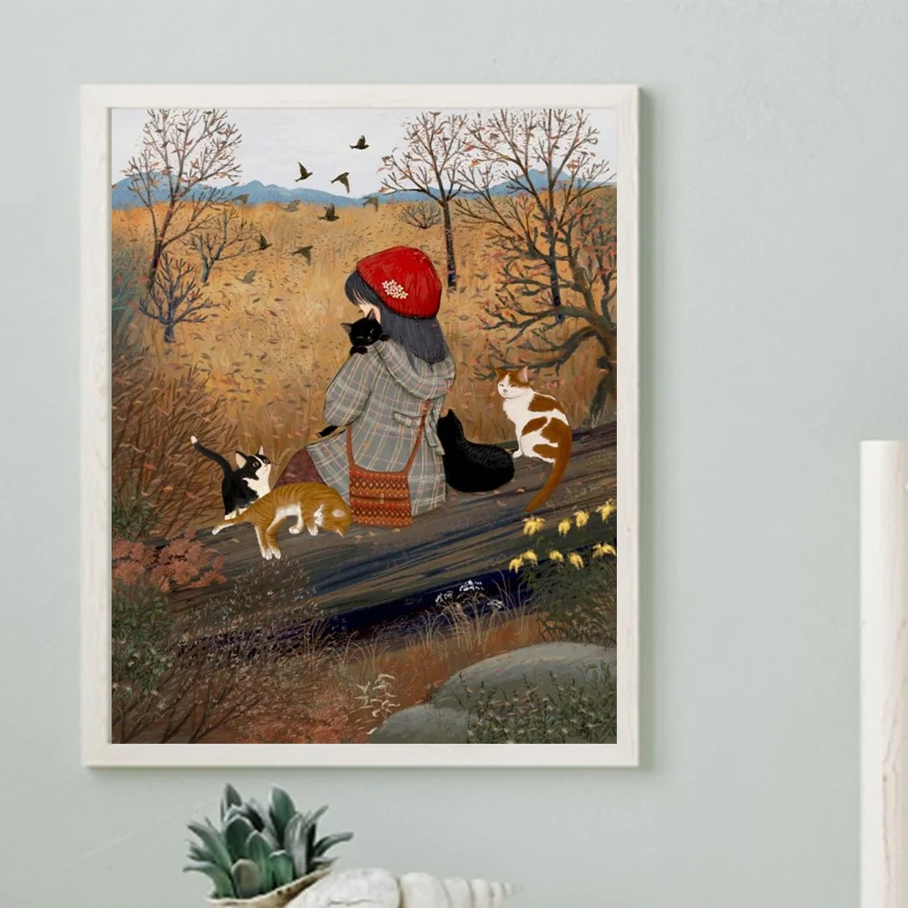Full Round Diamond Painting 40*50cm - Autumn Atmosphere Girl