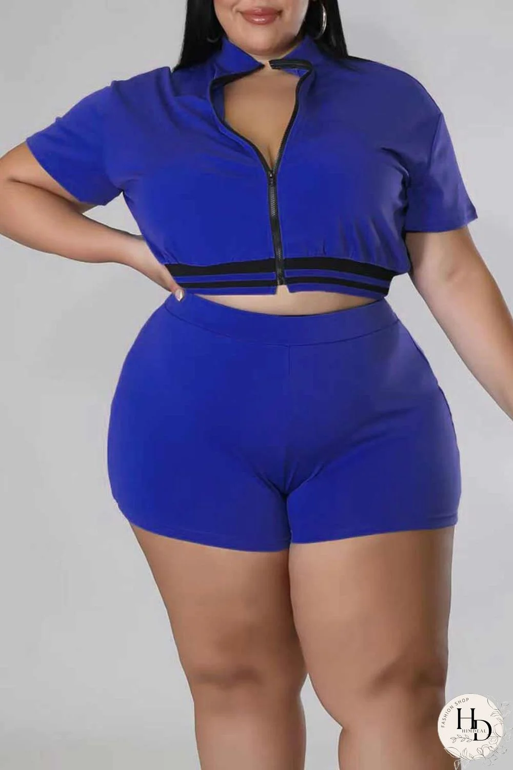 Red Casual Solid Patchwork Zipper Plus Size Two Pieces