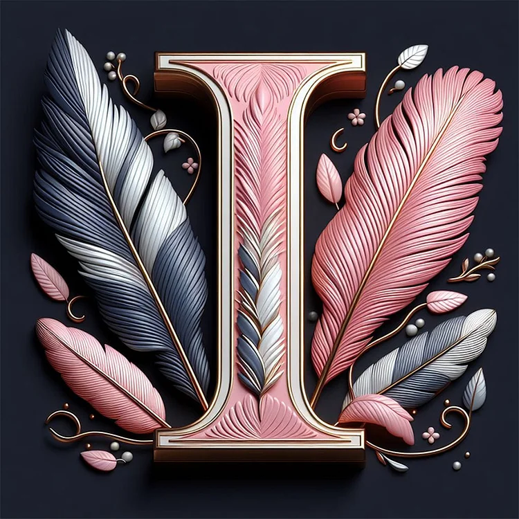 Feather Letter I 30*30CM (Canvas) Full Round Drill Diamond Painting gbfke