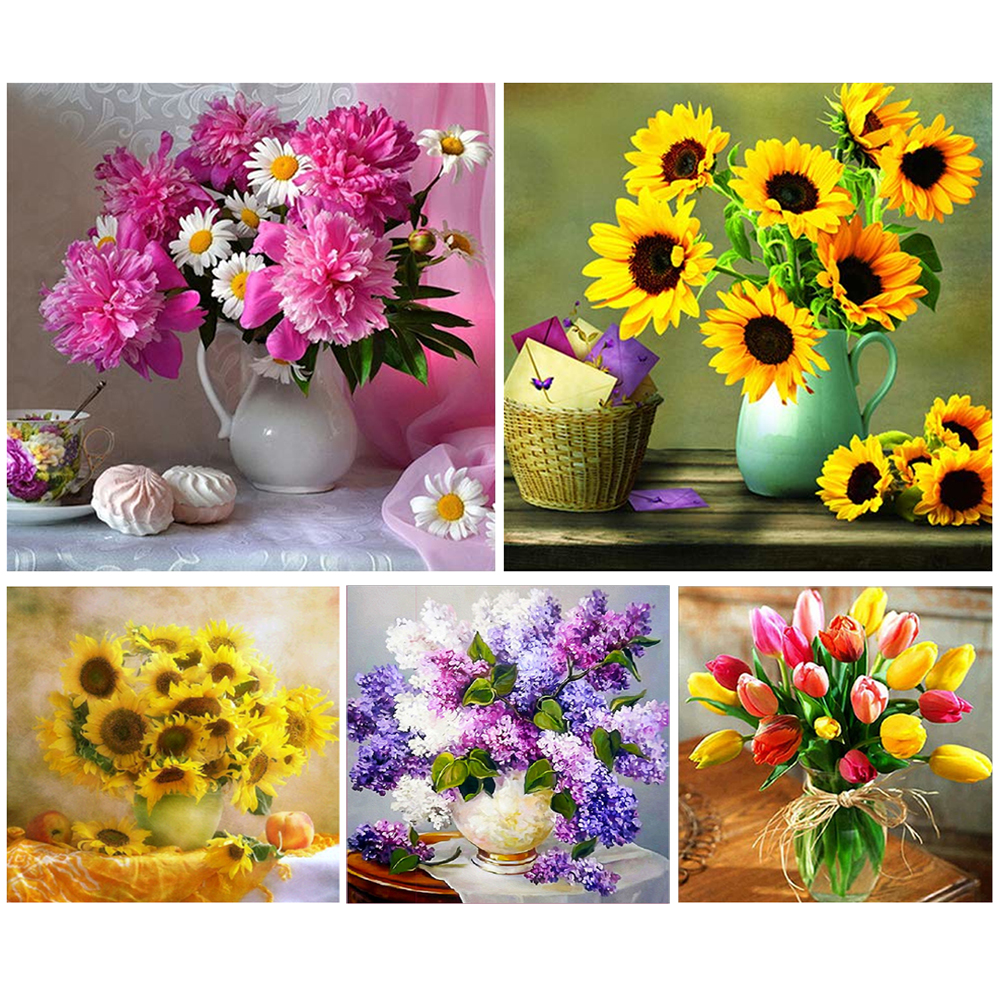 Flower Cross Stitch Embroidery Kit DIY 11CT Stamped Home Picture Needlework