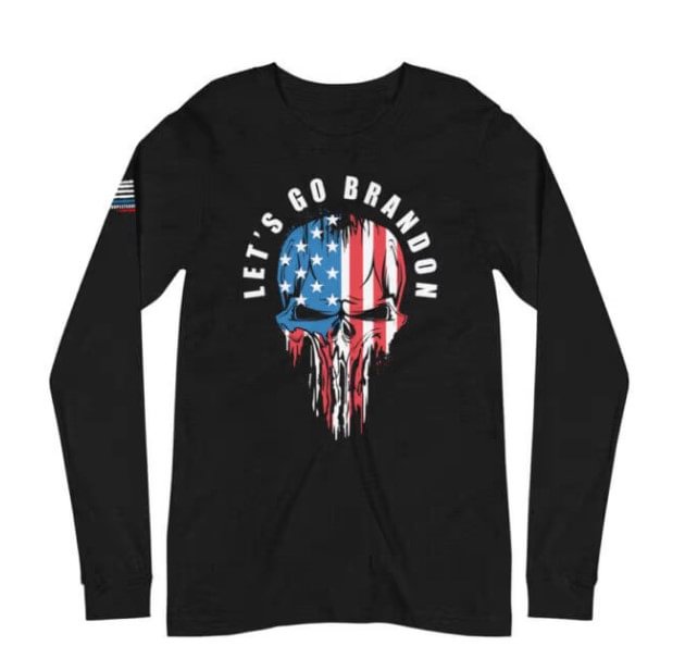 Lets Go Brandon USA Flag Skull Unisex Long Sleeve Shirts