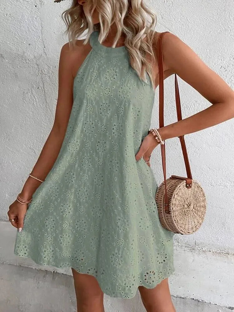 Women's Elegant Mini Dress Summer White Sleeveless Short Dresses Femal Party Dresses For Woman Stylish Clothes 2024 New Year LANFUBEISI