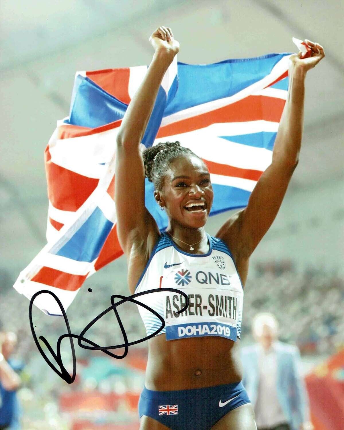 Dina ASHER-SMITH British Sprinter Autograph 2019 Signed 10x8 Photo Poster painting AFTAL RD COA