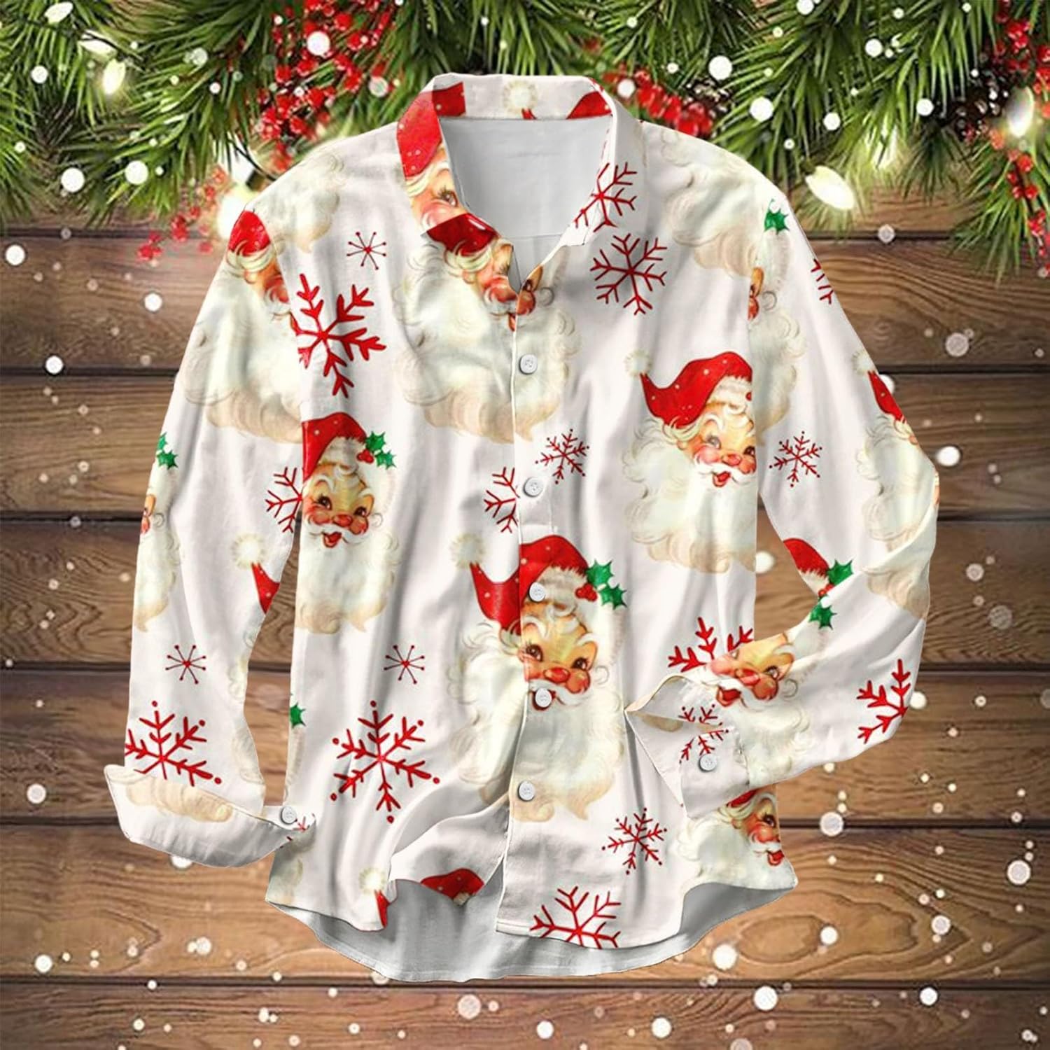 Men's Comfortable Christmas Long Sleeve Printed Shirt PLUSCLOTHESMAN