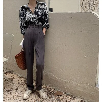 Women Suit Pants Spring Office Lady Long Trousers 2020 New Autumn Solid  Slim High Waist Fashion Pant Female