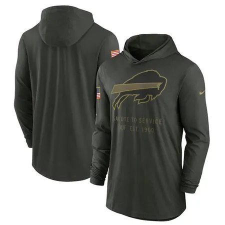 Men's Buffalo Bills Forest Green 2025 Salute to Service Sideline Dri-FIT Lightweight Pullover Hoodie