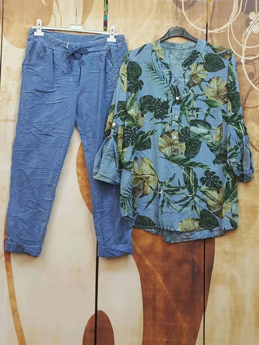 Floral Print Casual Style Loose Suit