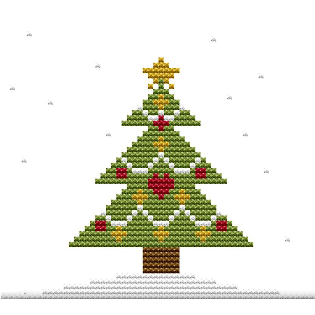 

Snowflake Christmas Tree - 14CT Stamped Cross Stitch - 16*15cm, 501 Original