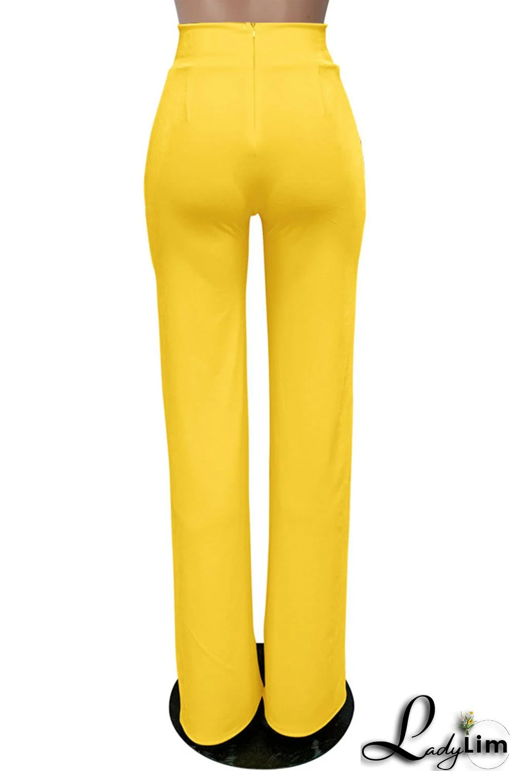 White Fashion Casual Solid Basic Regular High Waist Trousers