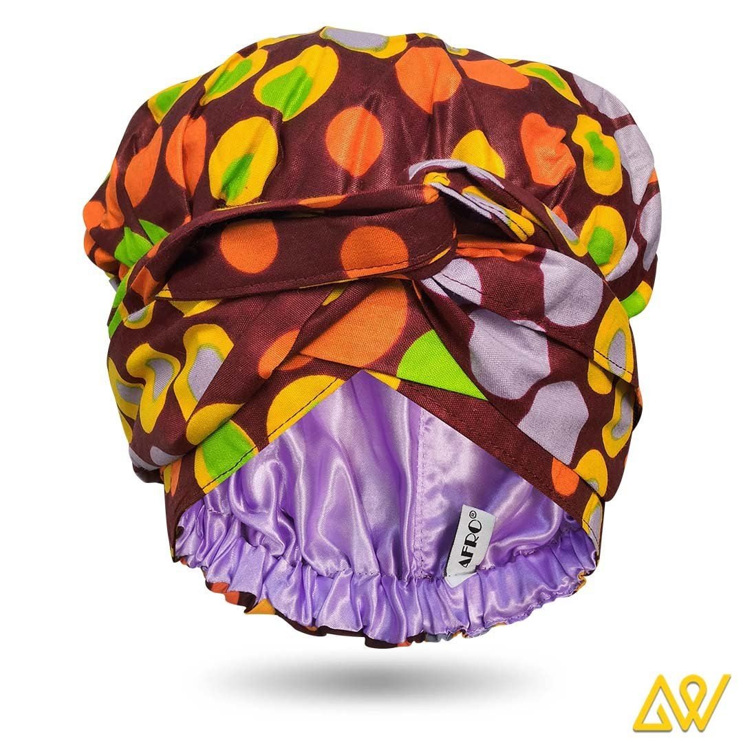 African Print Head Wrap With Satin-Lined-AW1113