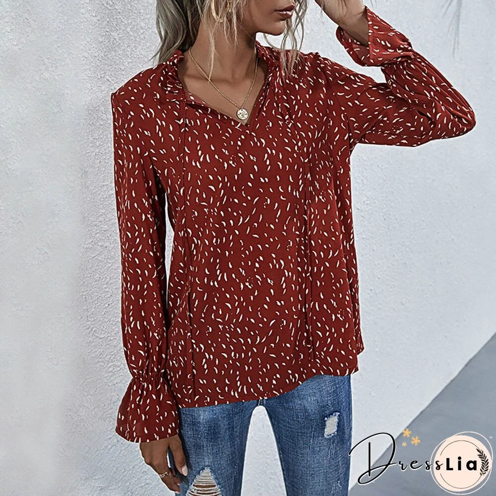 Sale Long Sleeve Women'S Top And Blouse Autumn Spring V-Neck Ladies Shirt Blouses Office Lady Work Wear Female Tops Tee D30
