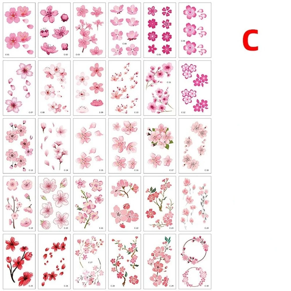 30pcs Ankle Black Line Body Art Flash Fake Waterproof Temporary Tattoos Women Arm Leg Chest Tatto Stickers Custom Flower Tatoos