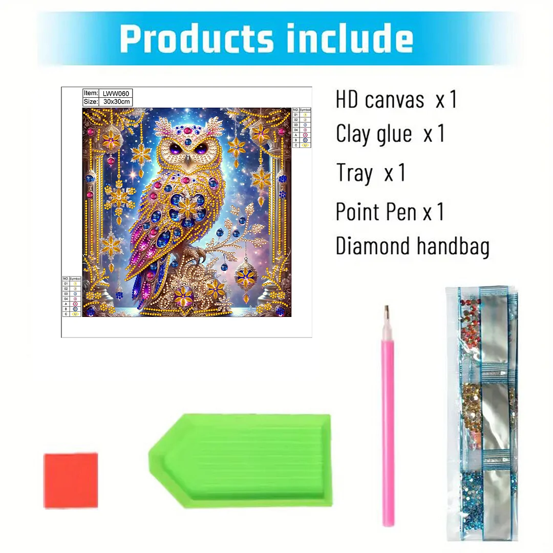 Owl - Partial Special Shaped Drill Diamond Painting Kits (Canvas|30*30cm)