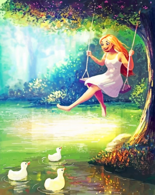 

Girl Enjoying Her Time With Ducks – Nature Paint By Numbers - 40*50CM, 501 Original