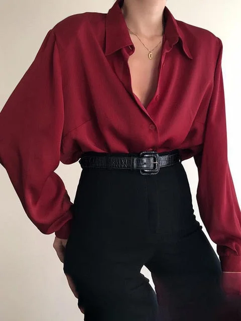 Collar Shirts Office Lady Long Sleeve Casual Blouse