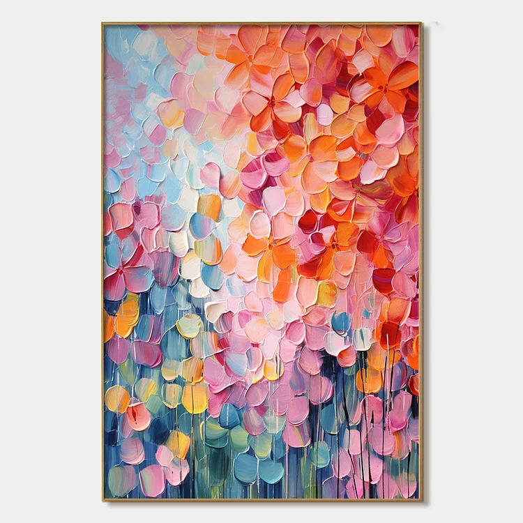 BLOOMING RHAPSODY: Textured Impasto Floral Oil Painting（Canvas painting）