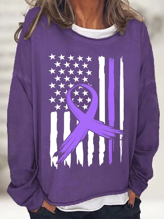 Women's Alzheimer's Awareness Print Casual Sweatshirt socialshop