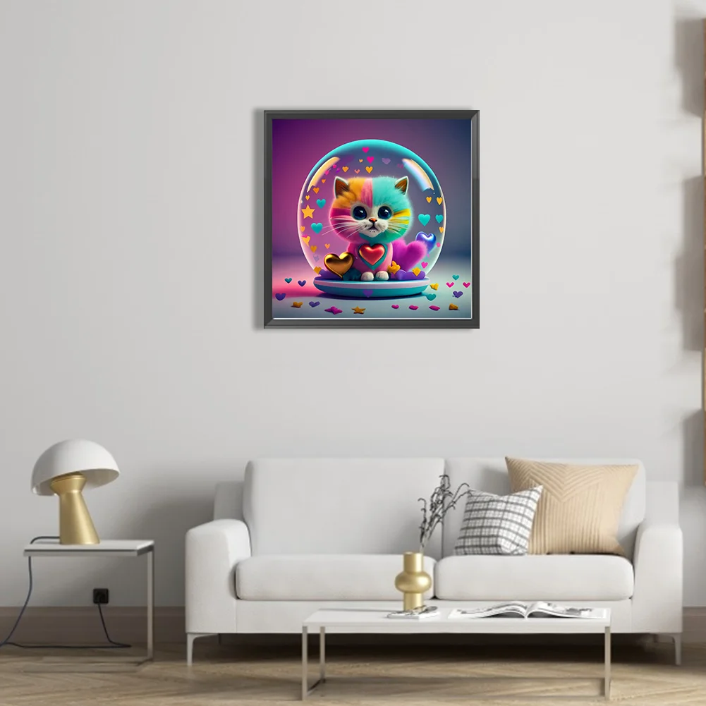 Partial AB Diamond Painting - Full Round Drill - Love Colourful Cat(Canvas|35*35cm)