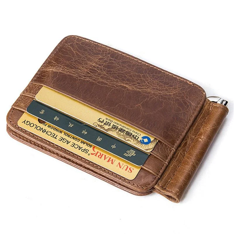 Multifunctional Men's Solid Color Leather Retro Wallet