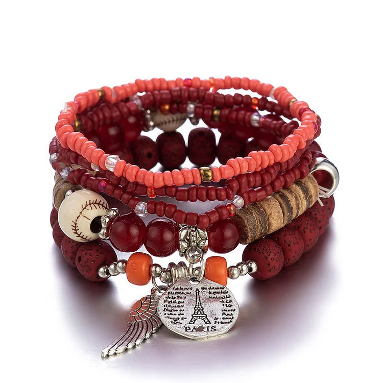 4-piece set of beaded crystal bracelet bohemian style female fashion bracelet jewelry VangoghDress