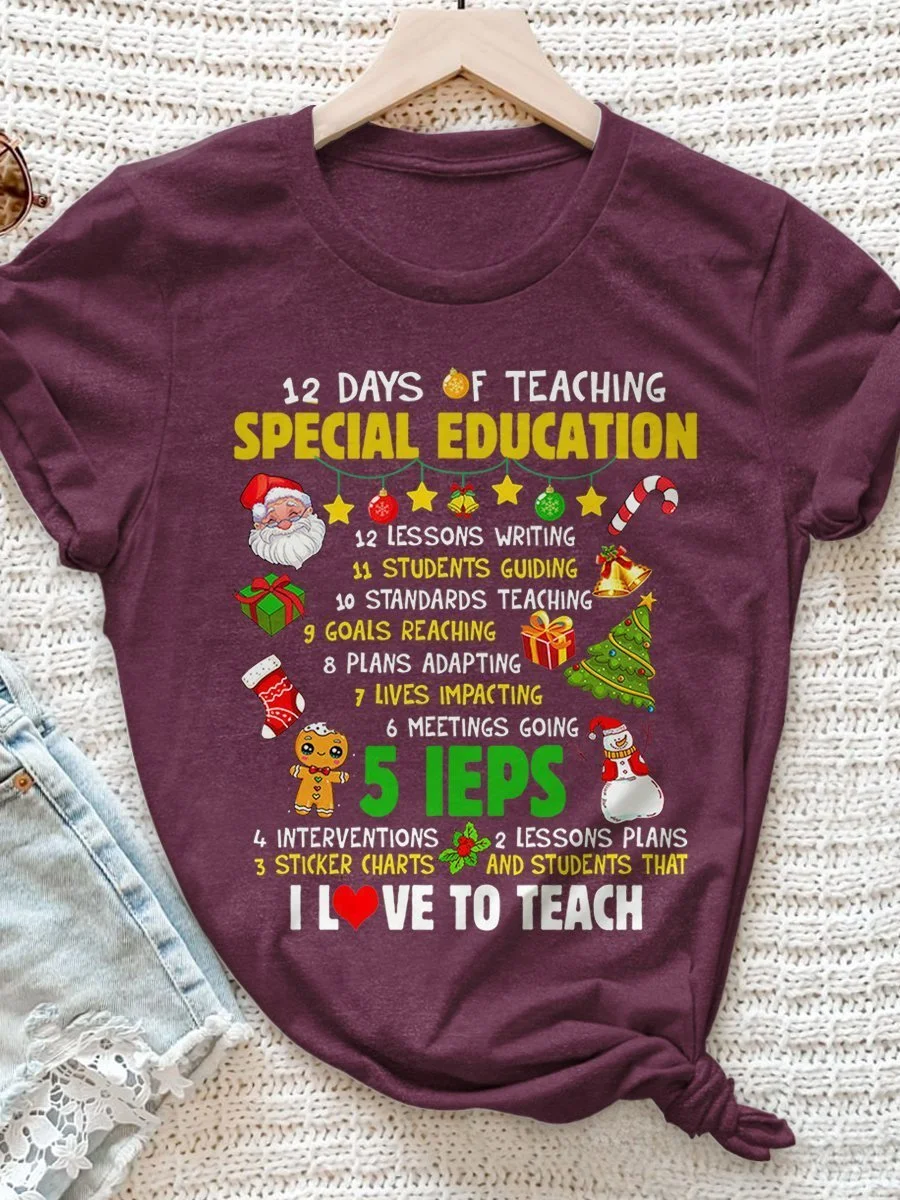 12 Days Of Teaching Print Short Sleeve T-shirt