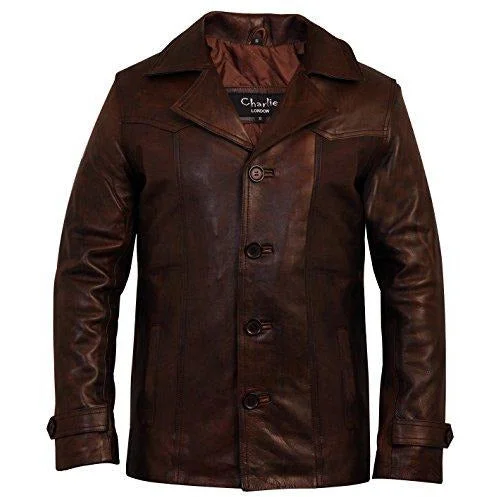 Men's Heist Antique Vintage Brown Leather Jacket