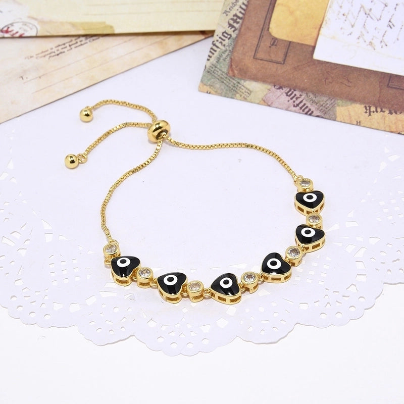 1 Piece Fashion Heart Shape Copper Inlay Zircon Bracelets