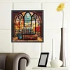 >SALE<5D DIY Full Round Drill Diamond Painting Mountain River Stained Glass 40x40cm