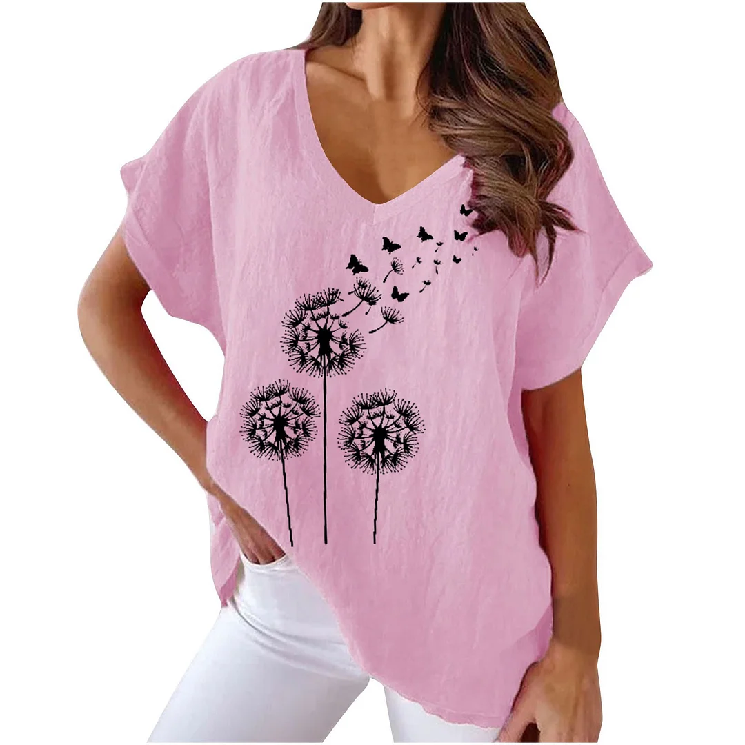 White Casual Printed Ruched Short Sleeve Shift V Neck Tunic T-Shirt | IFYHOME