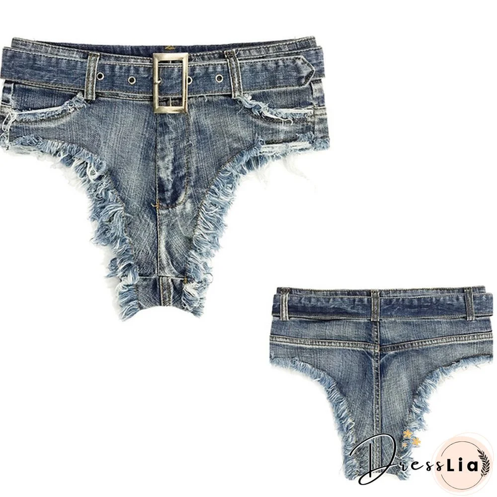 Women High Waist Blue Denim Shorts Hot Pants Worn Out Summer Cut Off Short Jeans