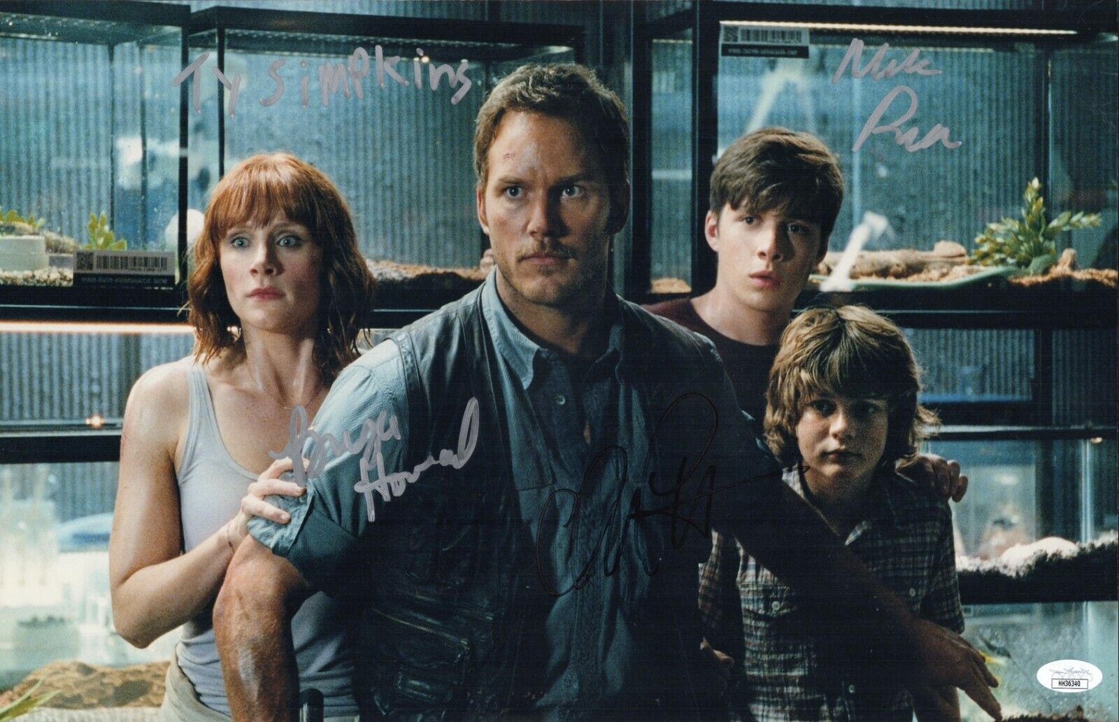 Chris Pratt Bryce Dallas Howard +2 Signed 11x17 Jurassic World Authentic JSA COA