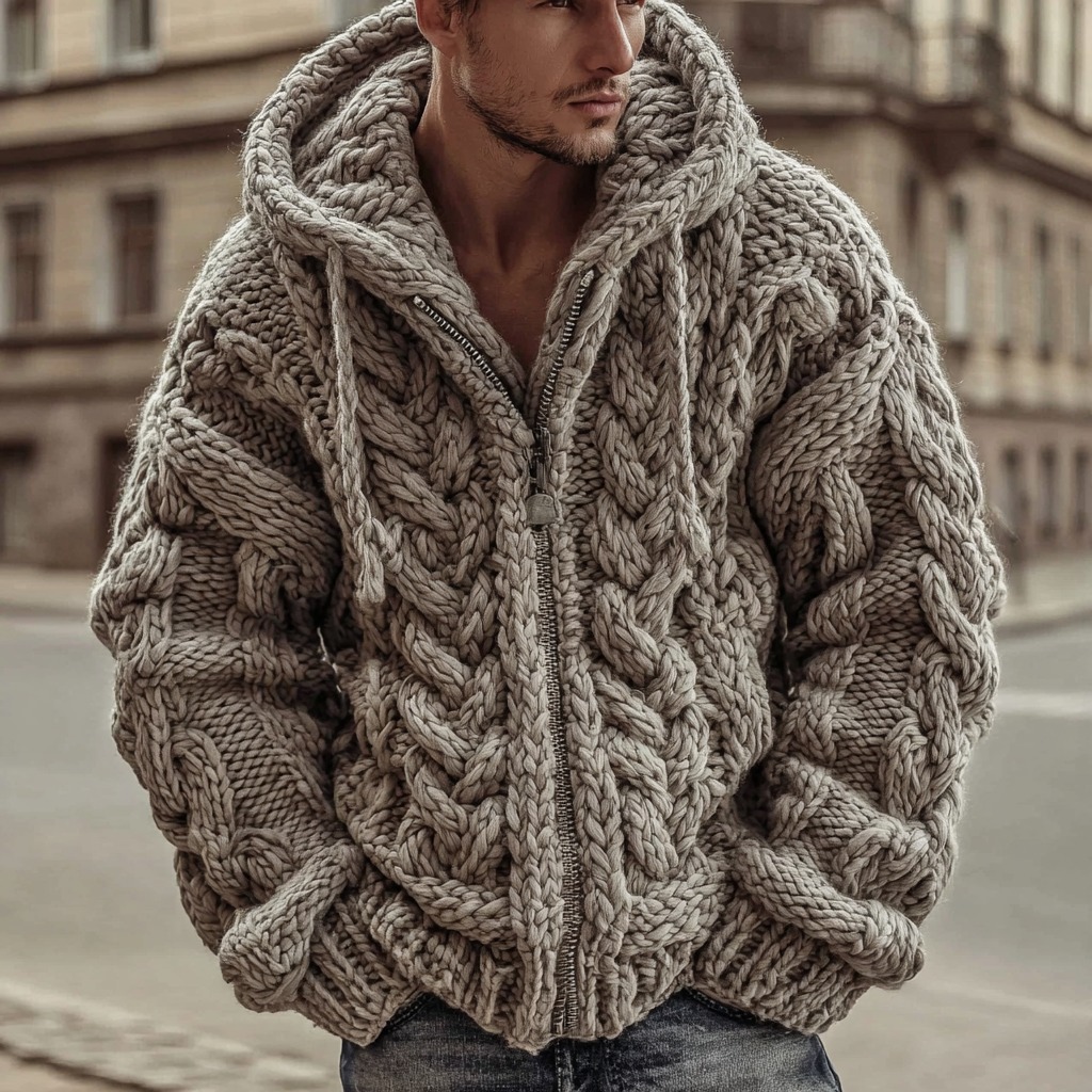 Vintage Fairman Island Jacquard Zip Hooded Cardigan Sweater  artssus