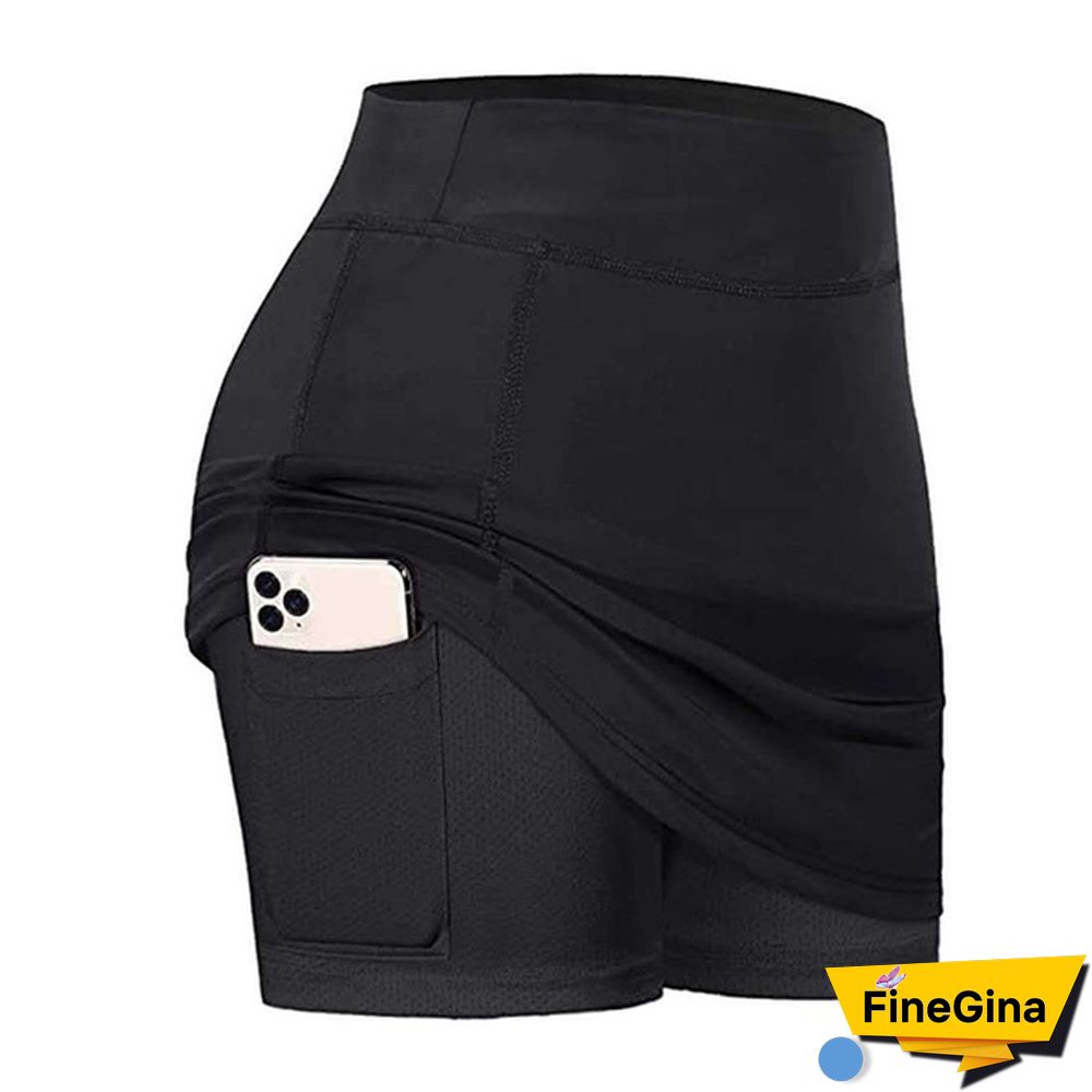 Women Running 2 In 1 Active Skorts Tennis Skirt Workout Clothing High Waist Sport Shorts Fitness Yoga