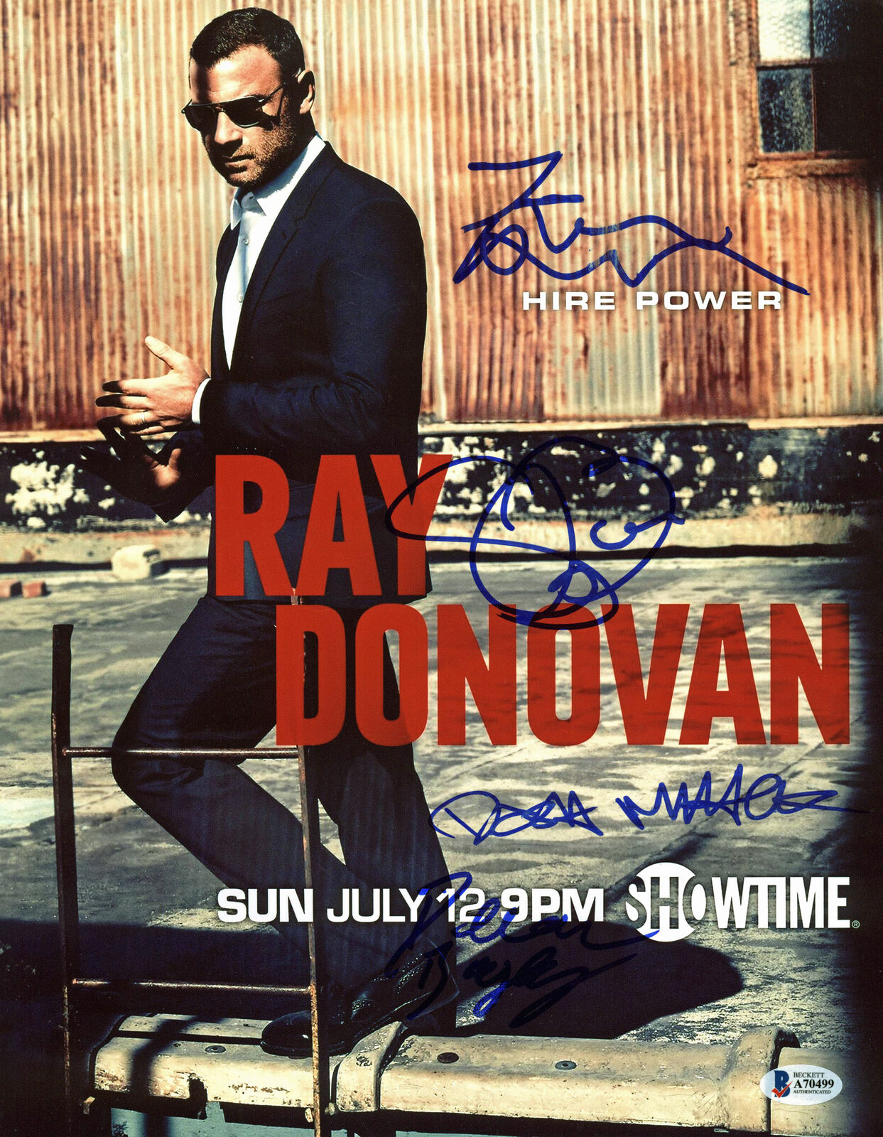 Ray Donovan (4) Moennig, Bagby, Mihok & Bauer Signed 11x14 Photo Poster painting BAS #A70499