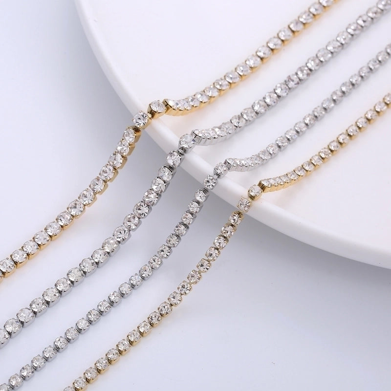 Minimalist Shiny Solid Color 304 Stainless Steel Rhinestones 18K Gold Plated Inlay Necklace
