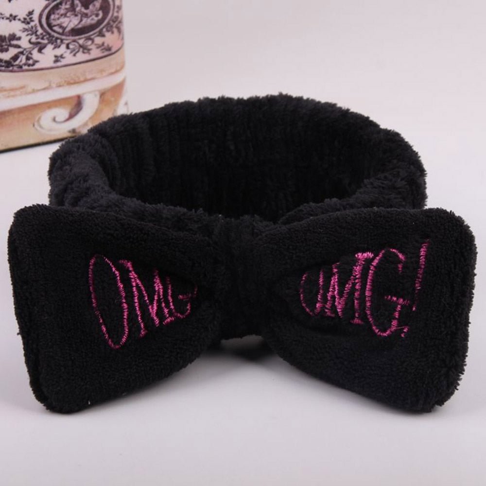 2021 New OMG Letter Coral Fleece Wash Face Bow Hairbands For Women Girls Headbands Headwear Hair Bands Turban Hair Accessories