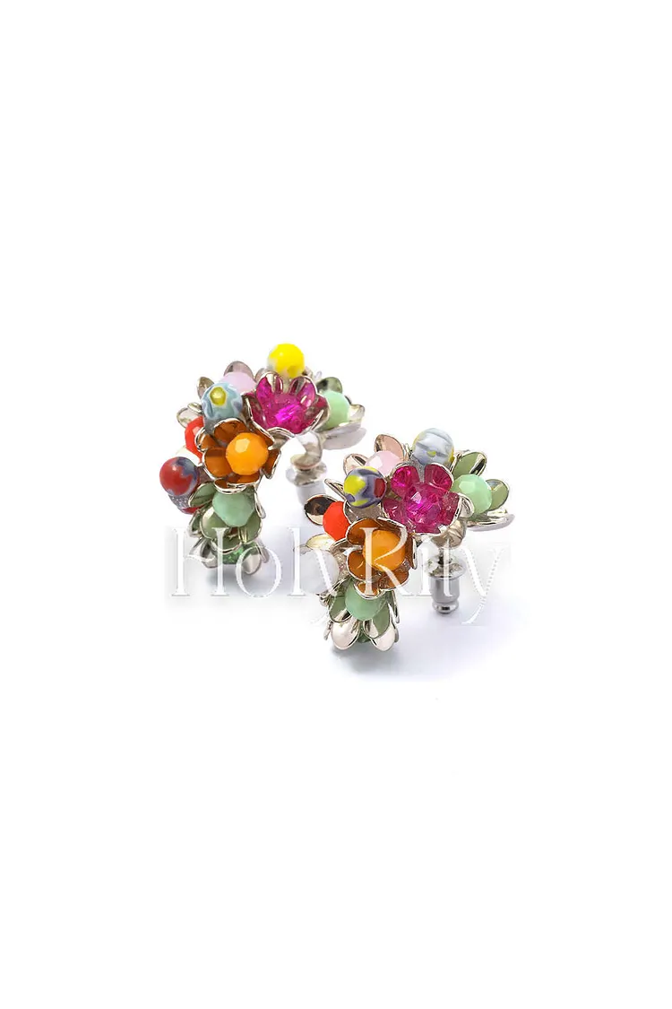 Multi Gemstone Hoop Earrings