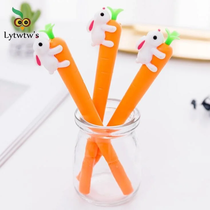 1 Pcs Lytwtw's Cartoon Carrot Rabbit Kawaii School Supply Office Stationery Gel Pen Handles Cute Creative sweet lovely pretty