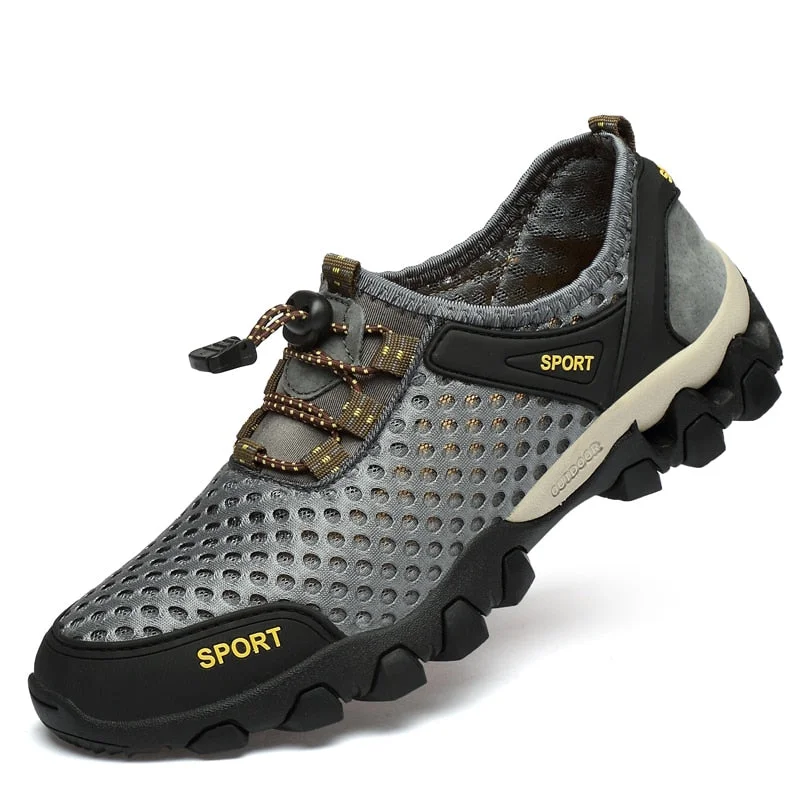 Back to college Summer Men's Sandals Vulcanized Shoes Men Single Mesh Breathable Sports Shoes Outdoor Hiking Shoes Wading Shoes Casual Non-Slip