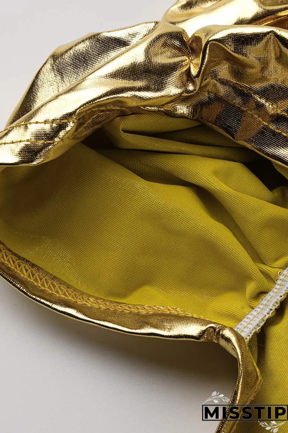 Golden Yellow Sexy Solid Fold Strapless Sleeveless Dress