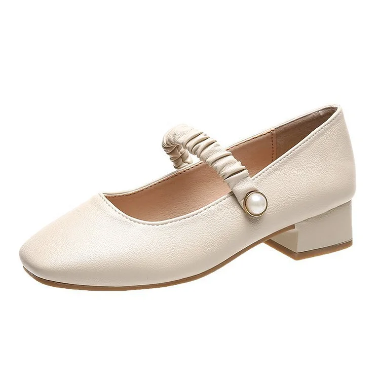 Women Wide Width Casual Low Heel Shoes Mary Jane Square Toe Shoes  Stunahome.com