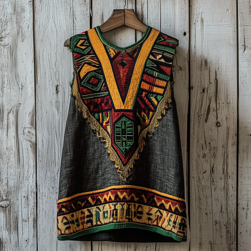 Men's African Ethnic Geometric Juneteenth Art Linen Vest