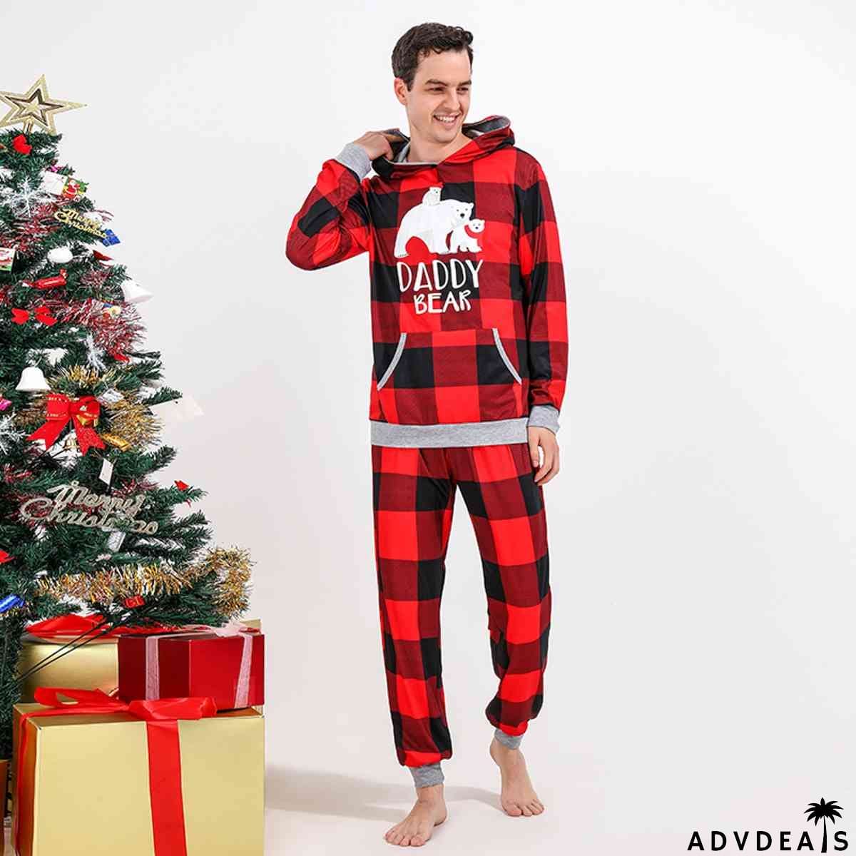 DADDY BEAR Graphic Hoodie and Plaid Pants Set