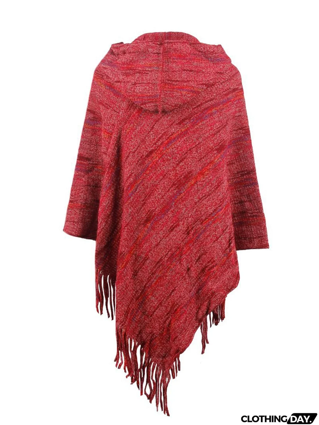 Fringe Hem Hooded Poncho