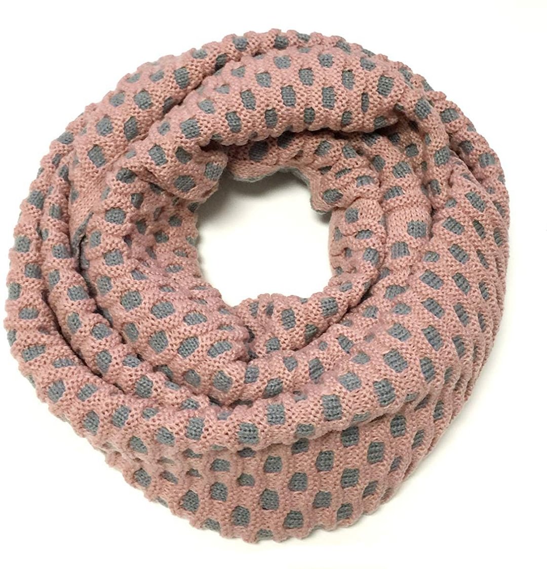 Winter Ribbed Knit Women's Plaid Print Infinity Scarf