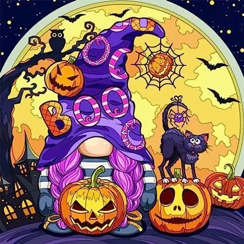 Halloween Moon Gnome 40*40CM(Canvas) AB Round Drill Diamond Painting gbfke