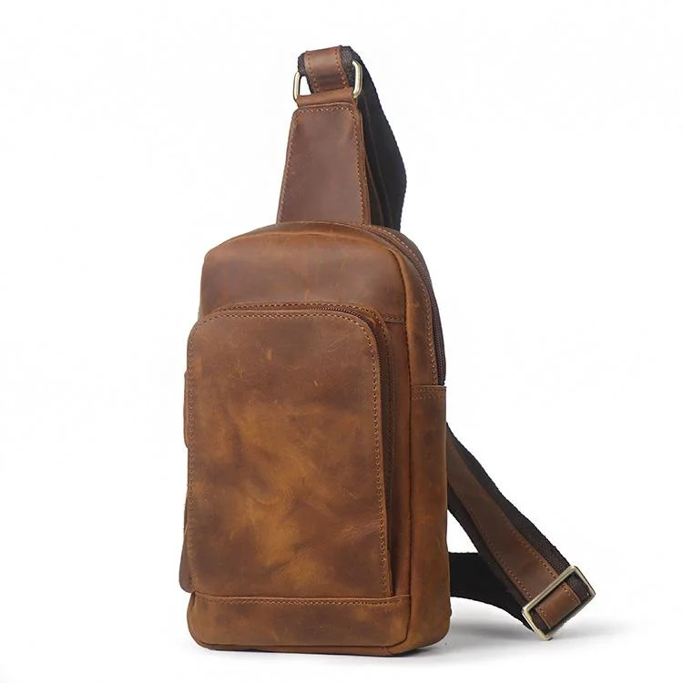 Retro Men's Handmade Leather Chest Bag