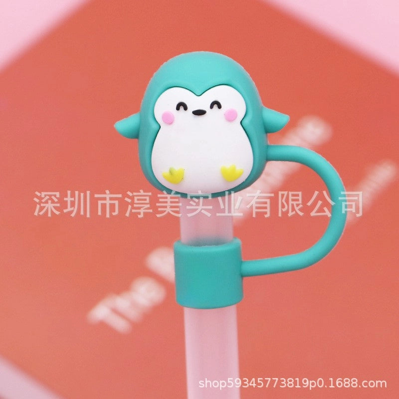 5 Pieces Silicone Straw Cap Flower Cartoon Baiyun Cup Straw Protective Cover Dust Plug 10mm