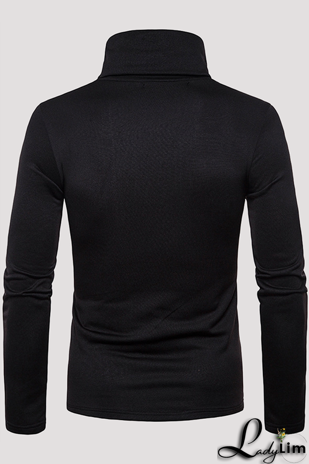 Navy Blue Fashion Casual Solid Split Joint Basic Turtleneck Tops