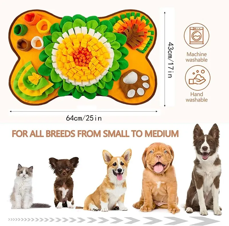 Tegooe Interactive Dog Snuffle Mat for Foraging and Slow Feeding Training - Fleece Puzzle Toy with Anti-Slip Base